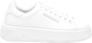 Woolrich Witte Leren Sneakers 1500 met Glitter Logo Wit Dames