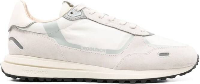 Woolrich Witte Sneakers Veters Rubberen Zool Logo