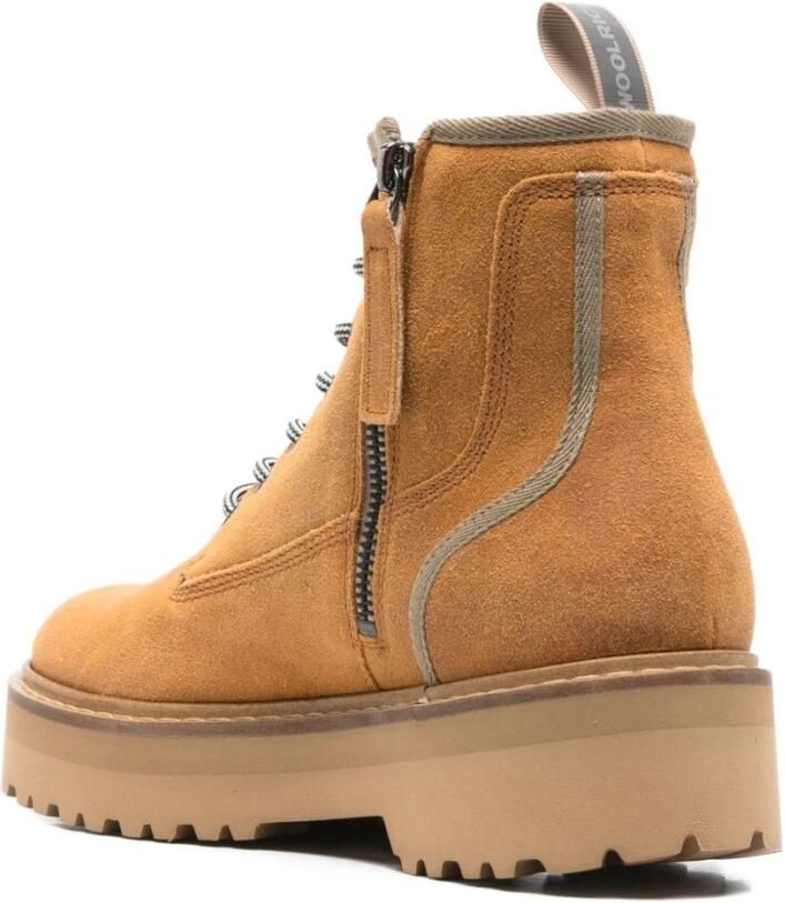 Woolrich Leren bruine laarzen met zijde & nylon