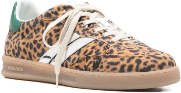 Woolrich Luipaardprint Sneakers met Groene Hiel