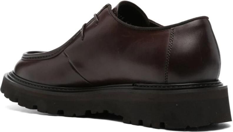 Woolrich Platte Zwarte Leren Veterschoenen
