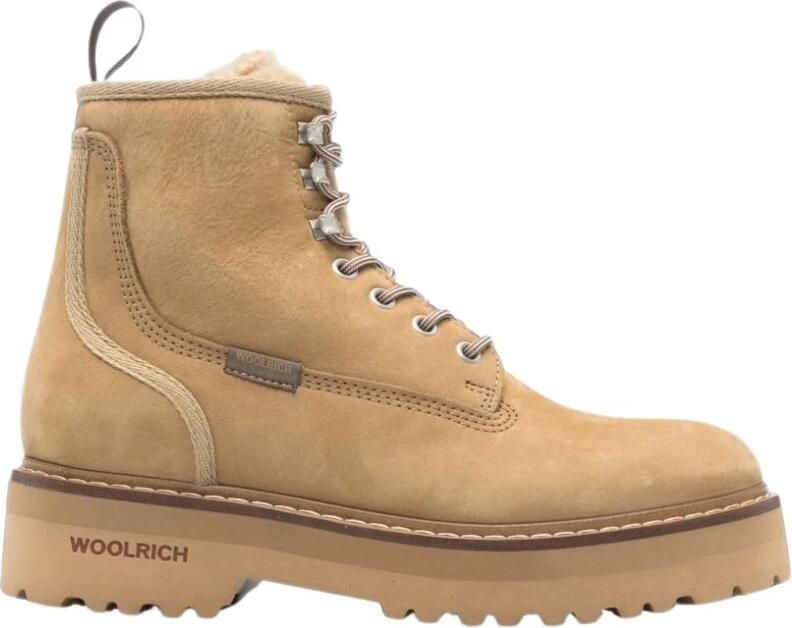 Woolrich Suède veterlaarzen met plateauzool