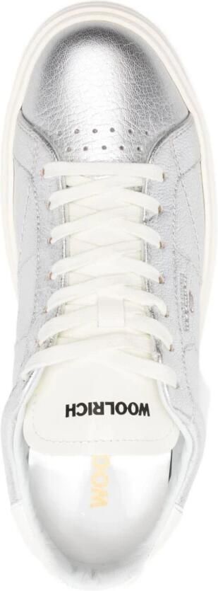 Woolrich Zilveren Leren Platform Sneakers