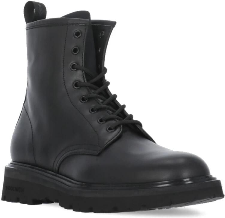 Woolrich Zwarte Leren Laarzen met Logo Tong Black Heren - Foto 3