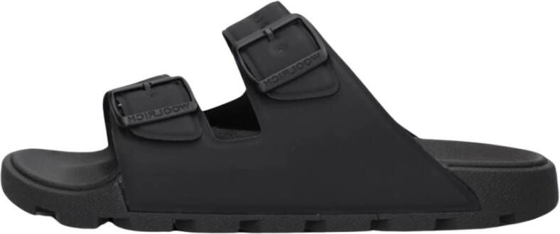 Woolrich Zwarte Gesp Leren Sandalen Black Dames