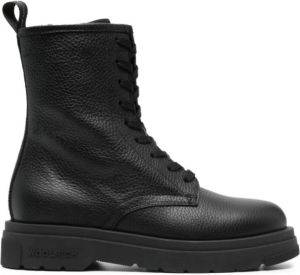 Woolrich Zwarte Leren Veterschoenen Zwart Dames