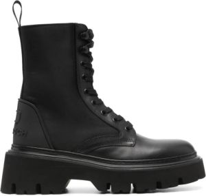 Woolrich Zwarte Leren Veterschoenen Zwart Dames