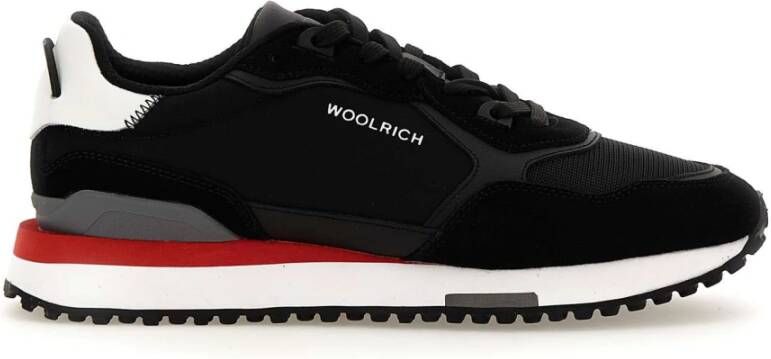 Woolrich Zwarte Suède Sneakers met Panelen Black Heren - Foto 4