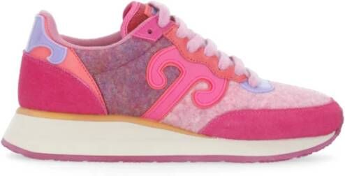 Wushu Ruyi Fuchsia Leren Sneakers met Wol Inzet Pink Dames