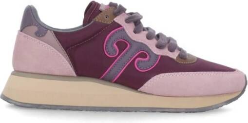 Wushu Ruyi Paarse Stof Leren Sneakers Ronde Neus