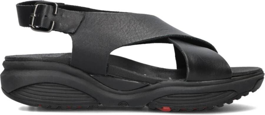 Xsensible Zwarte Leren Sandalen voor Vrouwen Black Dames