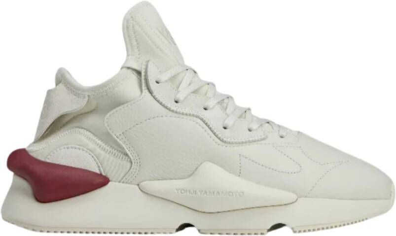 Y-3 Grijze Leren Sneakers met Gevormde Zool