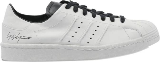 Y-3 Grijze Sneakers met Wit Leren Bovenwerk