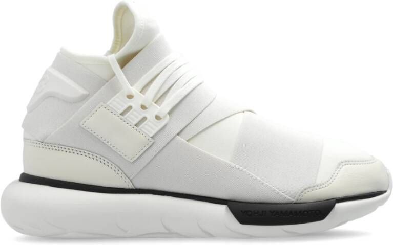 Y-3 Zwarte Leren Qasa Sneakers White