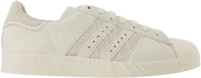 Y-3 Off White Leren Sneakers Beige Dames