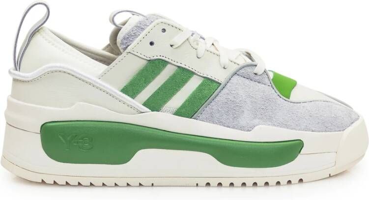 Y-3 Witte en groene leren sneakers Green Dames