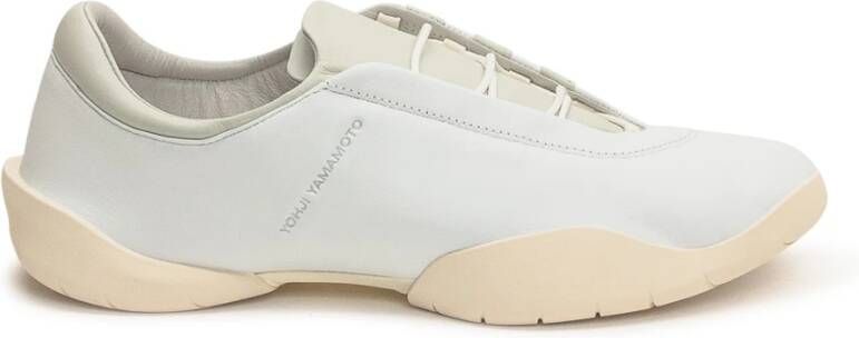 Y-3 Witte Leren Sneakers met Beige Zool