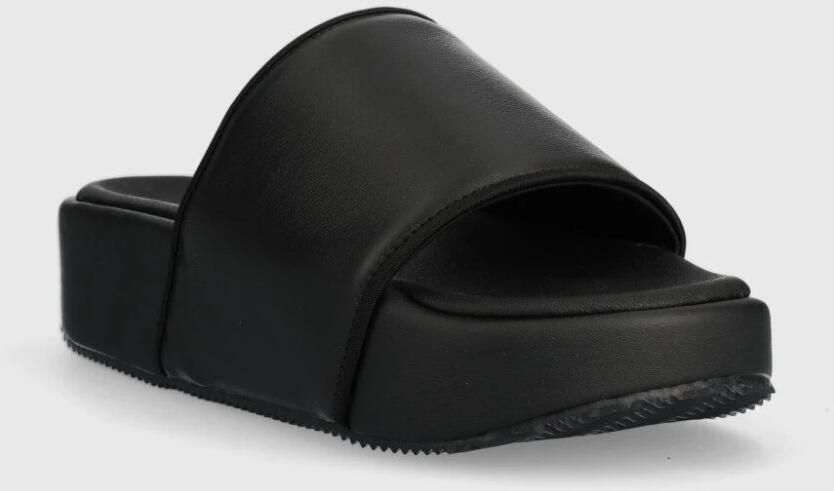 Y-3 Verhoog je zomerse stijl met leren Flatform Slides Zwart Heren - Foto 4