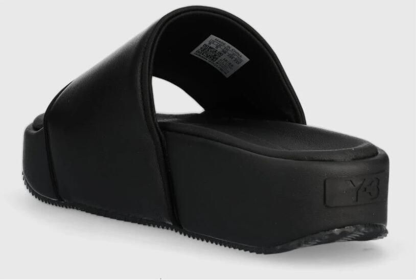 Y-3 Verhoog je zomerse stijl met leren Flatform Slides Zwart Heren - Foto 3