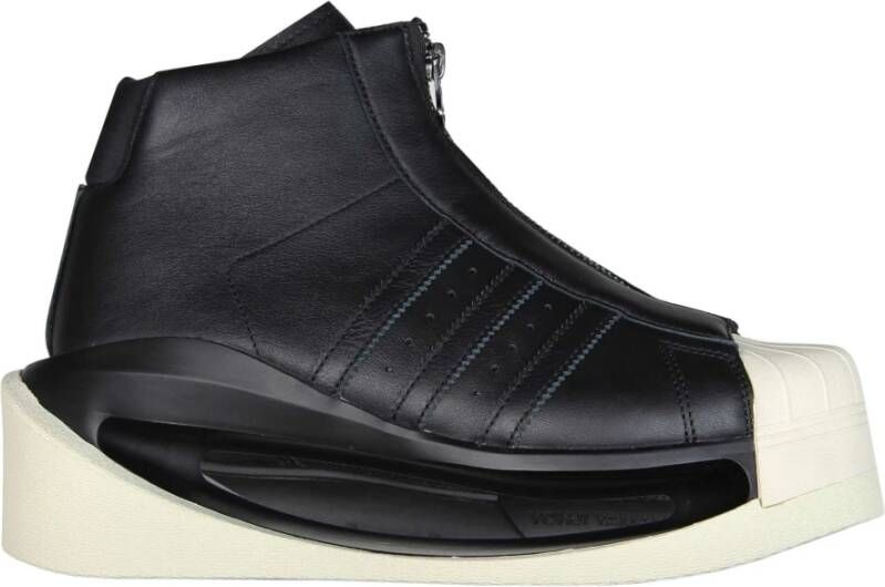 Y-3 Zwarte Leren High Top Sneakers met Rits
