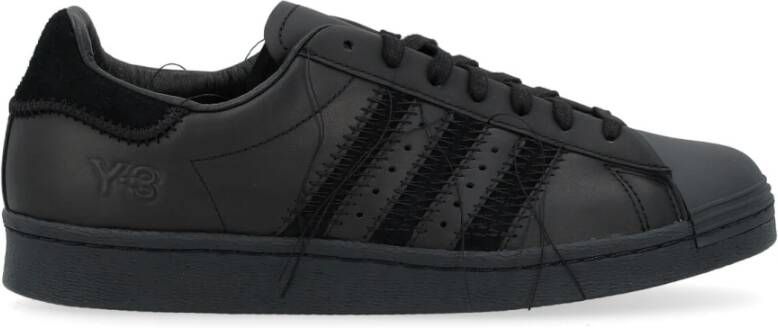 Y-3 Zwarte leren Superstar sneaker met rafelige details Black Heren