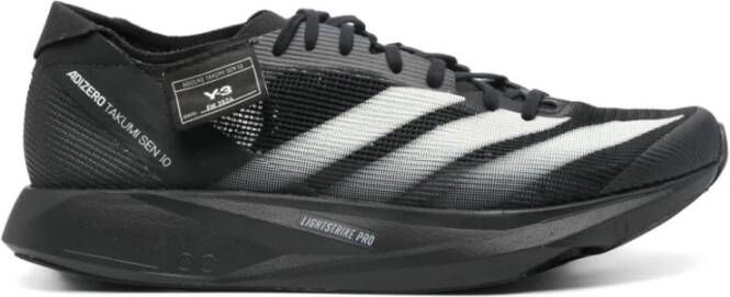 Y-3 Zwarte Mesh Sneakers Veters Logo Patch