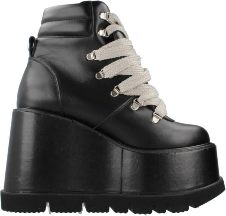 Yellow Platform Lace-Up Wedge Boots