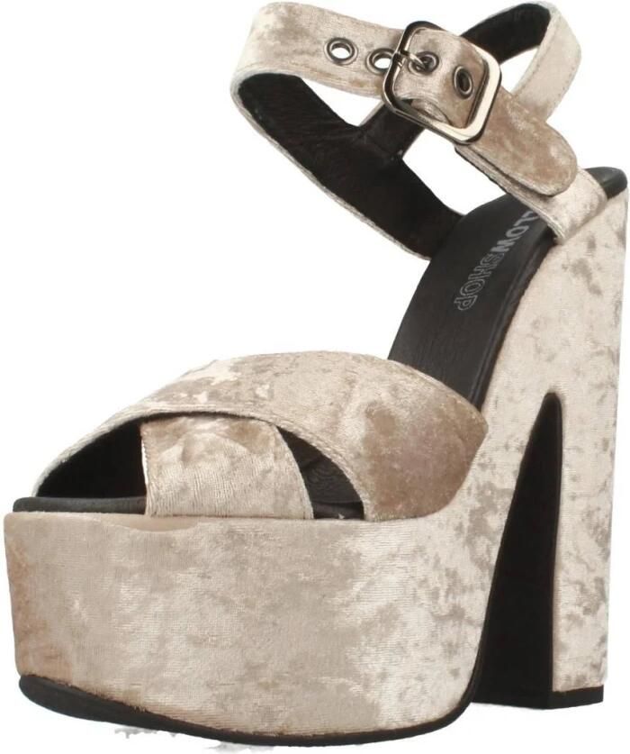 Yellow Velvet High Heel Sandals - Foto 6