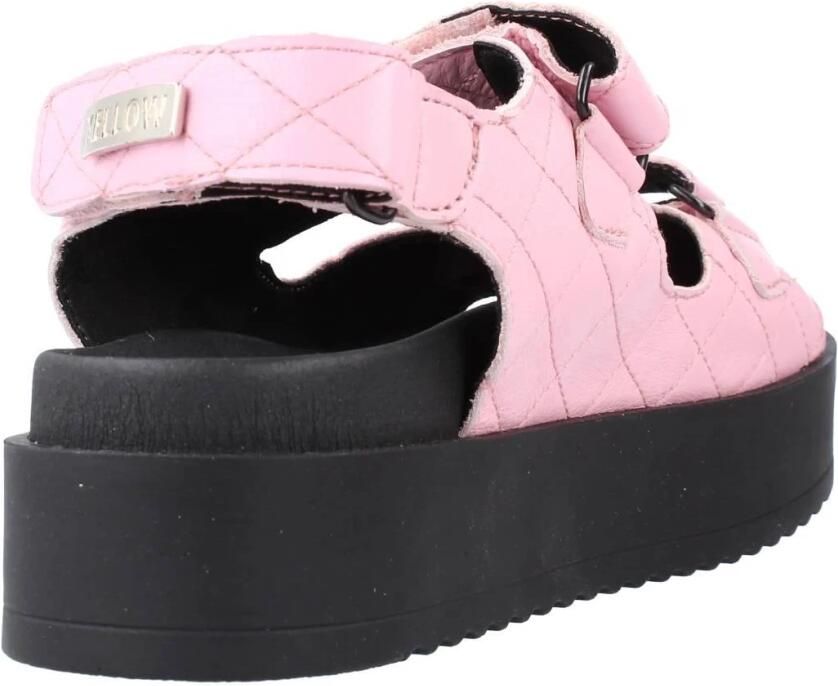 Yellow Gewatteerde Platte Sandalen