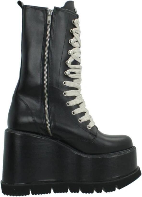 Yellow Platform Lace-Up Wedge Laarzen
