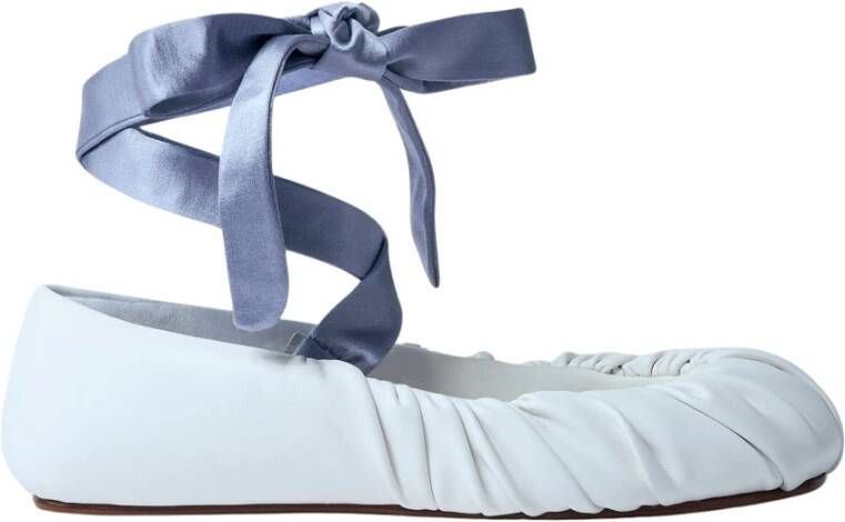 Yume Satin Strap Ballerina Flats White Dames
