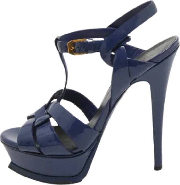 Yves Saint Laurent Vintage Pre-owned Leather sandals Blue Dames
