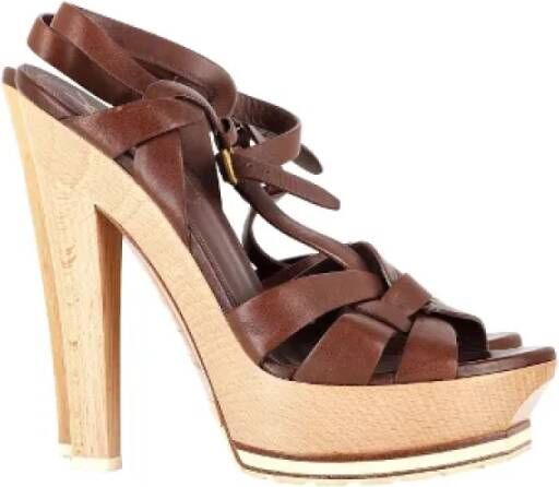 Yves Saint Laurent Vintage Pre-owned Leather sandals Brown Dames