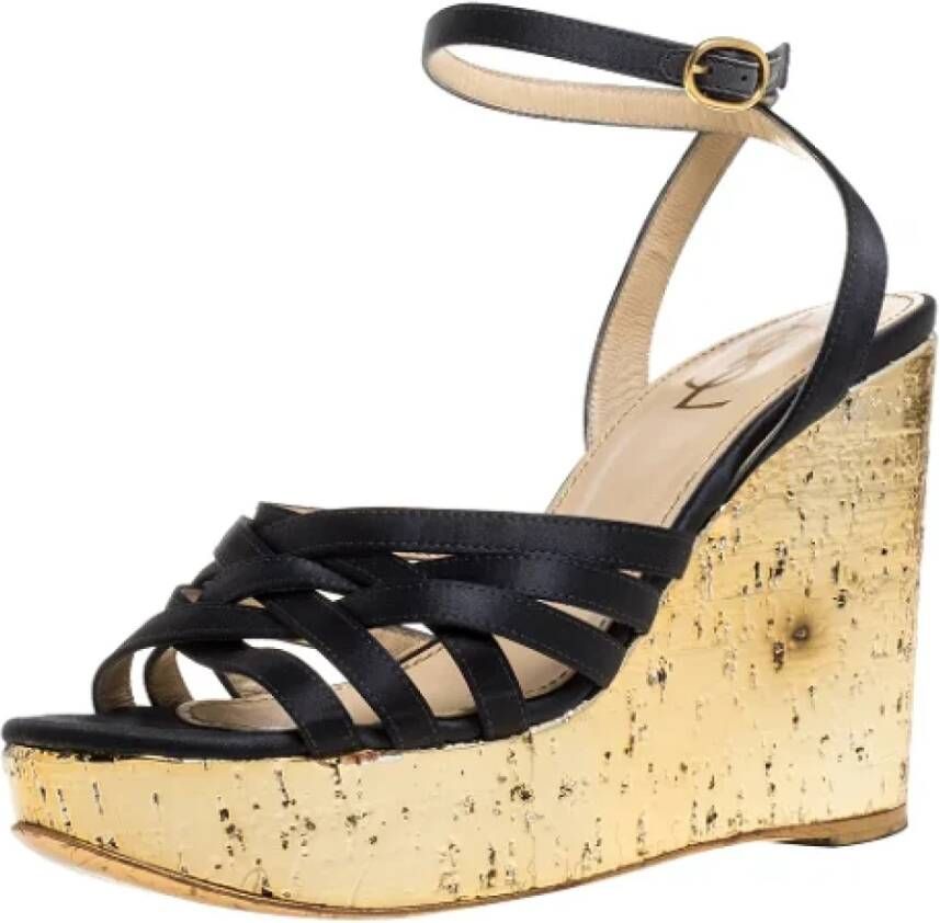 Yves Saint Laurent Vintage Pre-owned Satin sandals Gray Dames