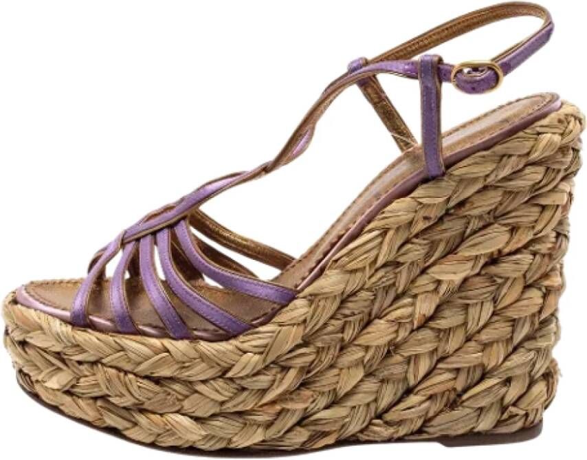 Yves Saint Laurent Vintage Pre-owned Satin sandals Purple Dames