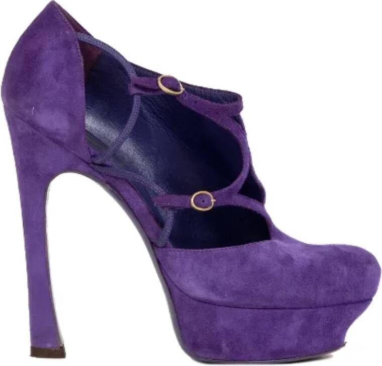 Yves Saint Laurent Vintage Pre-owned Suede heels Purple Dames