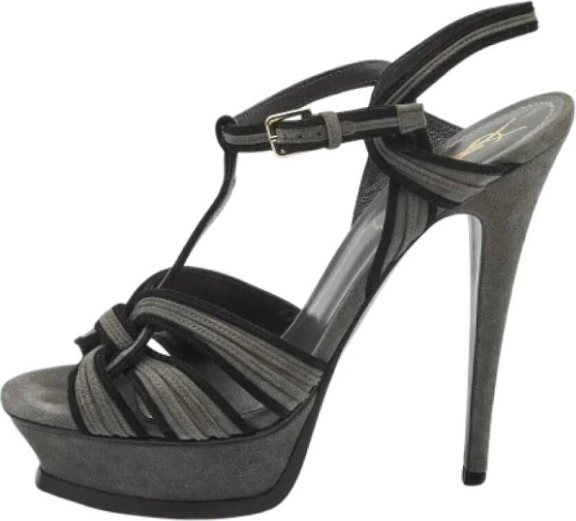 Yves Saint Laurent Vintage Pre-owned Suede sandals Gray Dames
