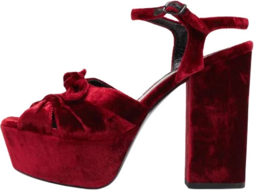 Yves Saint Laurent Vintage Pre-owned Velvet sandals Red Dames