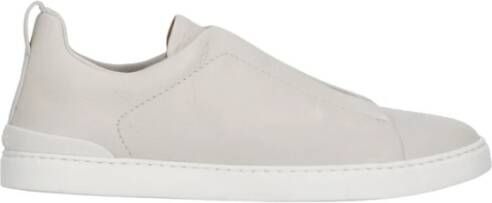 Z Zegna Witte Sneakers van Hertenleer Beige Heren