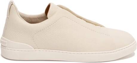 Z Zegna Slip-on sneakers met driedubbele stiksels van geolied leer White Heren - Foto 8