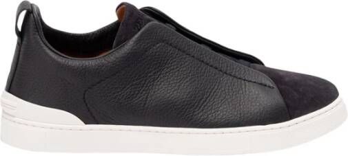 Z Zegna Premium Leren Lage Sneakers Blue Heren