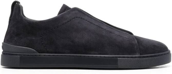 Z Zegna Blauwe Leren Sneakers met Kruisende Elastieken Blue Heren