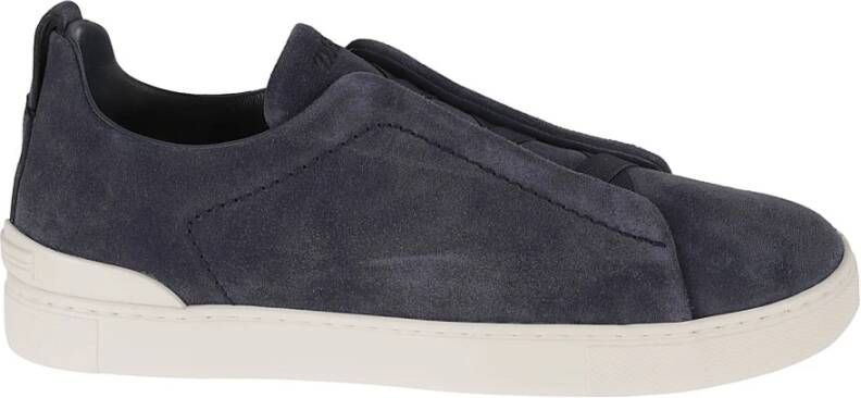 Z Zegna Triple Stitch Low-Top Sneaker Blauw Heren