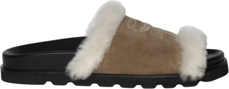 Zadig & Voltaire Bruine Shearling Open Teen Muiltjes