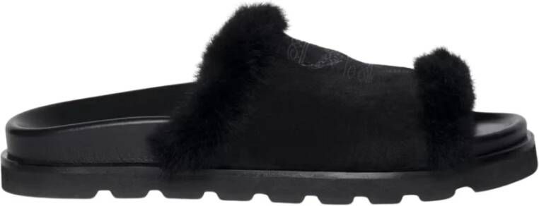 Zadig & Voltaire Shearling Teddy Bare Open Muiltjes met Opvallend Borduurwerk