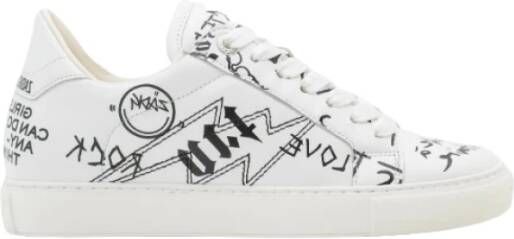 Zadig & Voltaire Stijlvolle bedrukte leren sneakers voor vrouwen White Dames