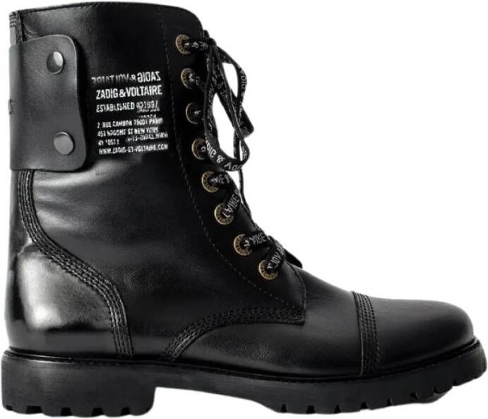 Zadig & Voltaire Boots Joe Smooth Cowskin Side Print in zwart