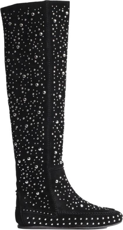 Zadig & Voltaire Studded Boho Platte Kniehoge Laarzen