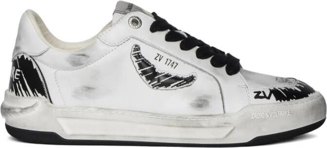 Zadig & Voltaire Witte Leren Vleugeldetail Sneakers