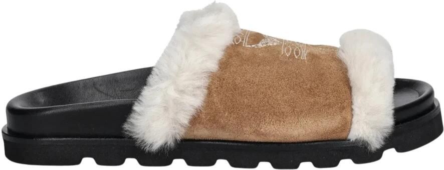 Zadig & Voltaire Bruine Shearling Open Teen Muiltjes
